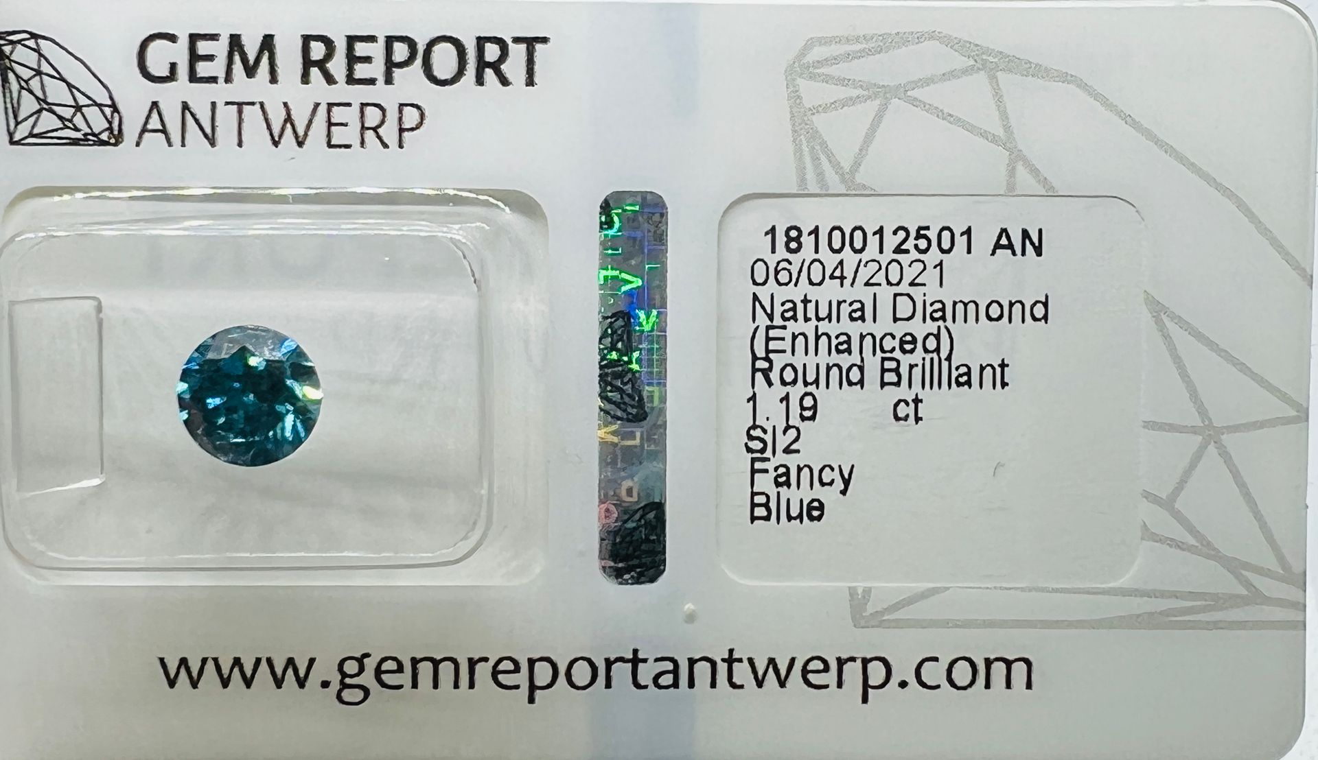 Diamant DIAMANT BLEU 1,19 Carat, certificat AIG