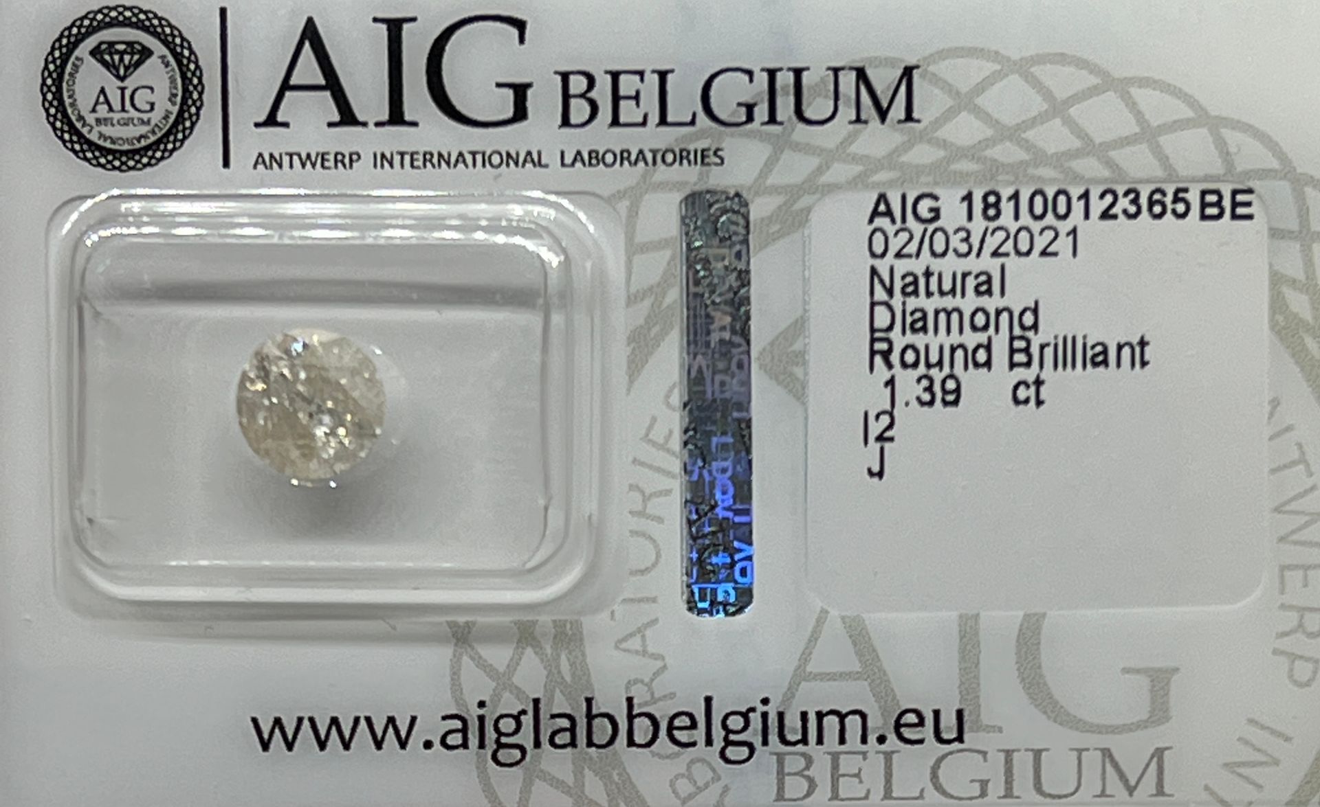 Diamant Weißer DIAMANT 1,10 Karat versiegelt mit IGI-Zertifikat