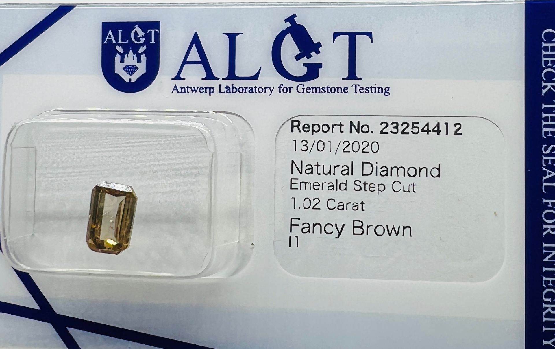 Diamant Brown diamond of 1.02 carats AIGT certificate