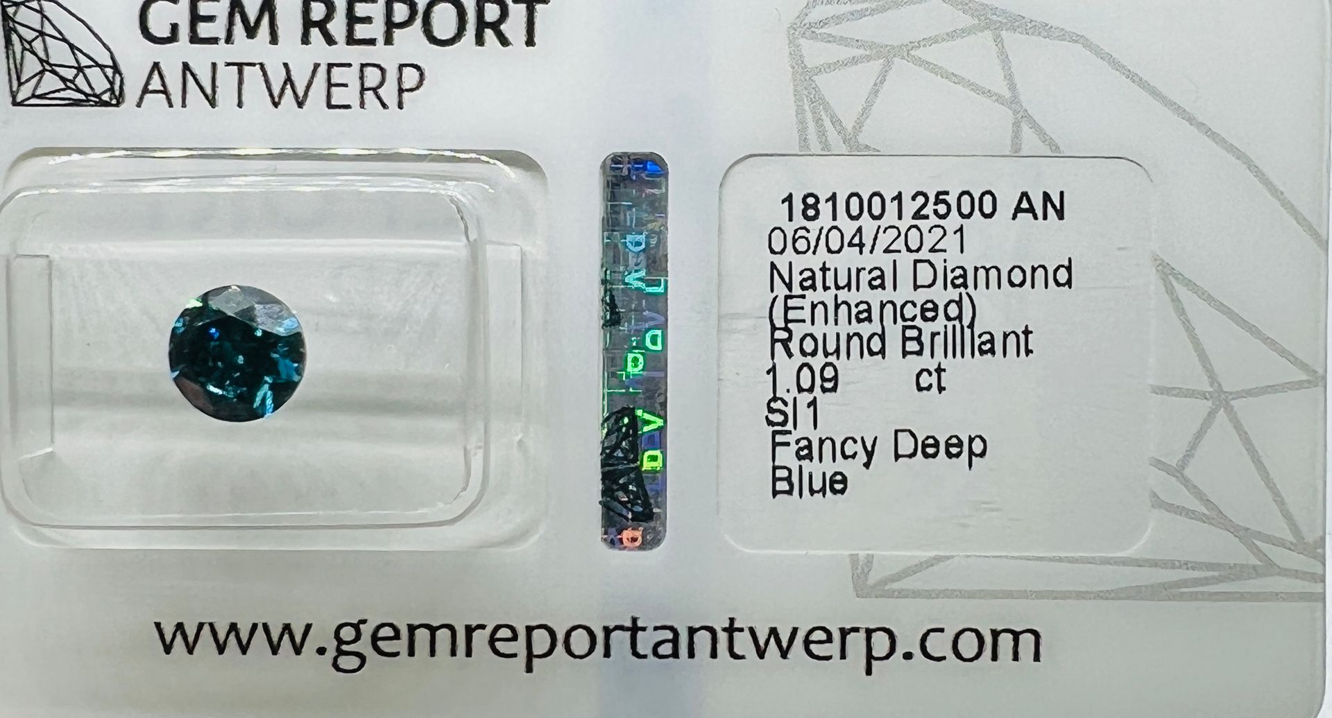 Diamant WEISSER DIAMANT 1,09 Karat, AIG-Zertifikat