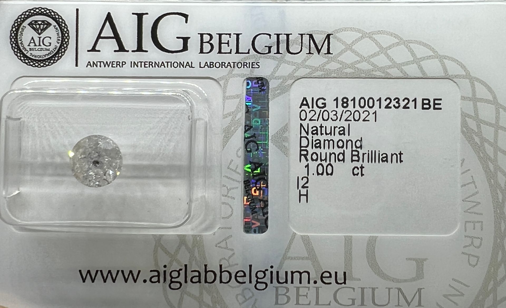 Diamant DIAMANT BLANC 1,00 Carat, certificat AIG