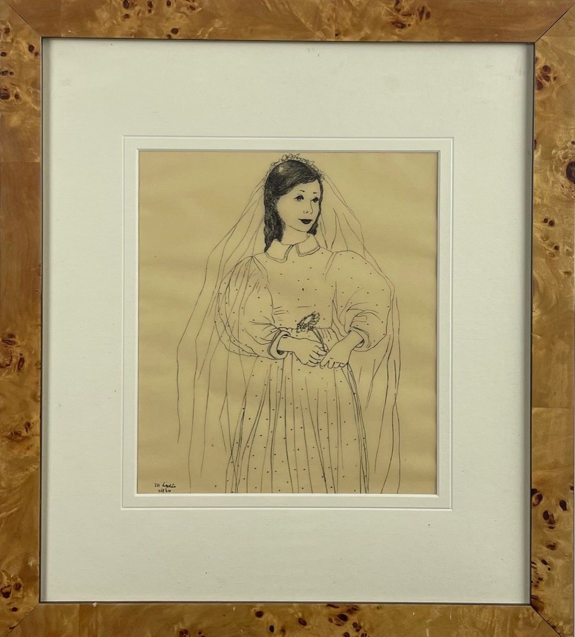 LYDIS Mariette (1890 - 1970) Gravure"FILETTE AU VOILE",Sur papier calque, Signée&hellip;