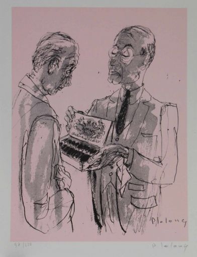 LELONG Pierre (1908 - 1984) Lithographie"LE VENDEUR DE CIGARES",Signée dans la p&hellip;