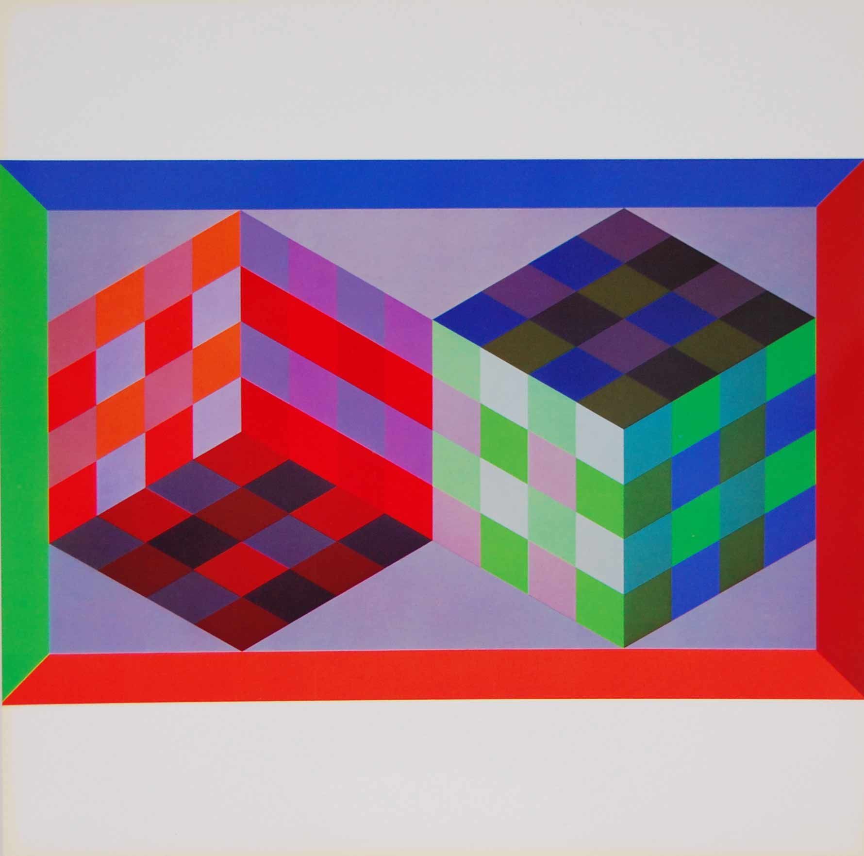 VASARELY Victor (1908 - 1997) Sérigraphie"TRIDIM-J",1971, format papier 27x27. D&hellip;