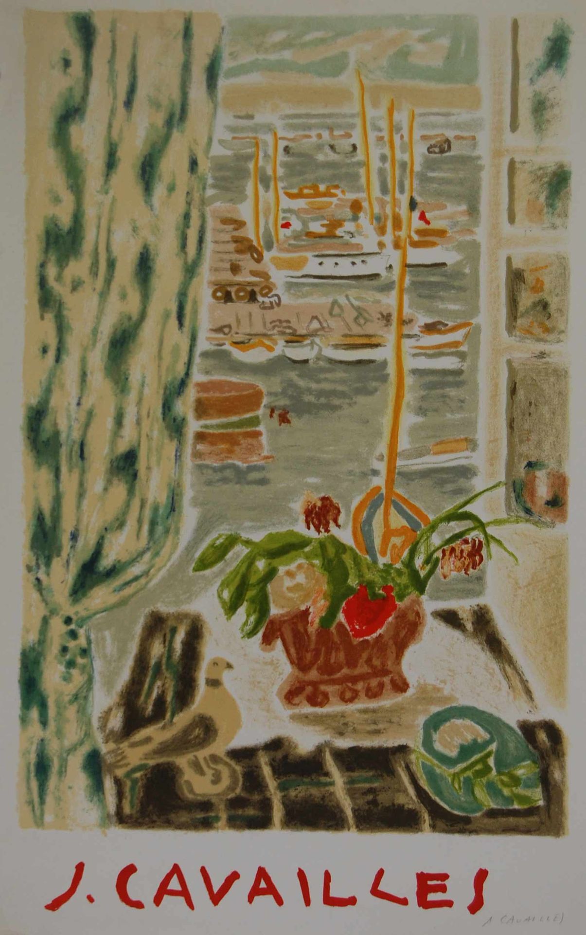 Cavaillès Jules (1901 - 1977) Lithographie"VUE SUR LE PORT",Affiche réalisée en &hellip;