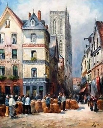 LÉGER Marcel (XX ème siècle) Huile sur toile"CENTRE VILLE",Signée en bas à droit&hellip;