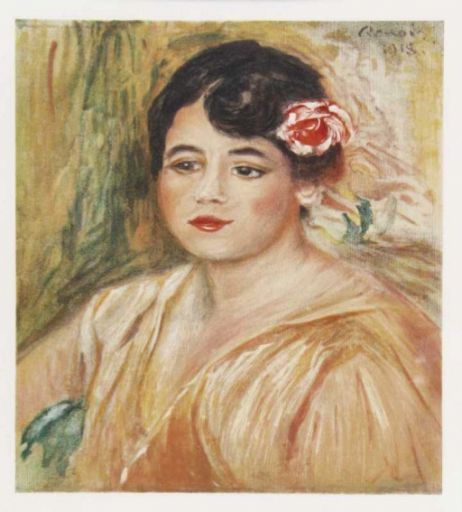 RENOIR Pierre-Auguste (d'après) (1841 - 1919) Lithographie"FEMME BRUNE A LA ROSE&hellip;