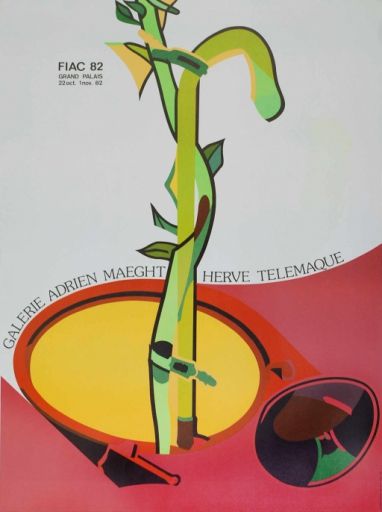 TELEMAQUE Hervé (1937- ) Lithographie"COMPOSITION",Affiche par Arte pour la Gale&hellip;
