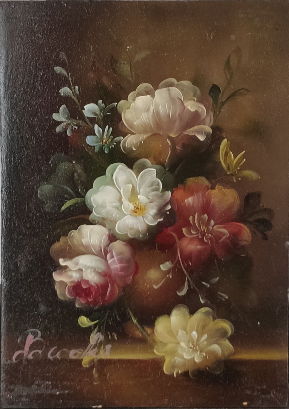 BROOKS Peter (XXème siècle) Oil on panel "BOUQUET PASTEL", Signed in bottom on t&hellip;