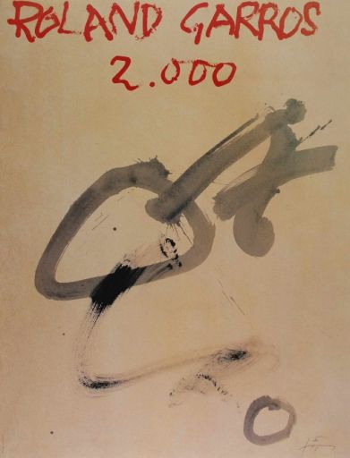 TAPIES Antoni (1923 - 2012) Lithographie"ROLAND GARROS 2000",Affiche portant une&hellip;