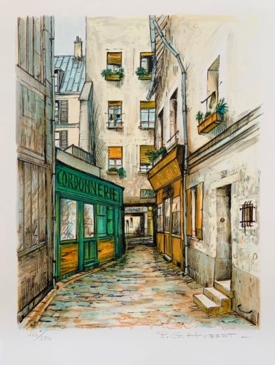 ECOLE MODERNE (20e eeuw) Lithograph "LA CORDONNERIE "Signed in pencil at the bot&hellip;