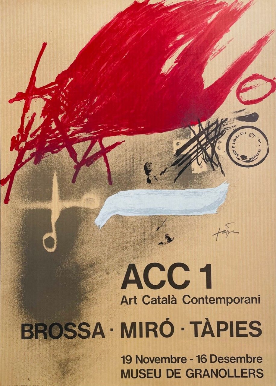 TAPIES Antoni (1923 - 2012) 平版印刷 "COMPOSITION "海报平版印刷，在版式中间的右侧签名，由Poligrafa-Barc&hellip;