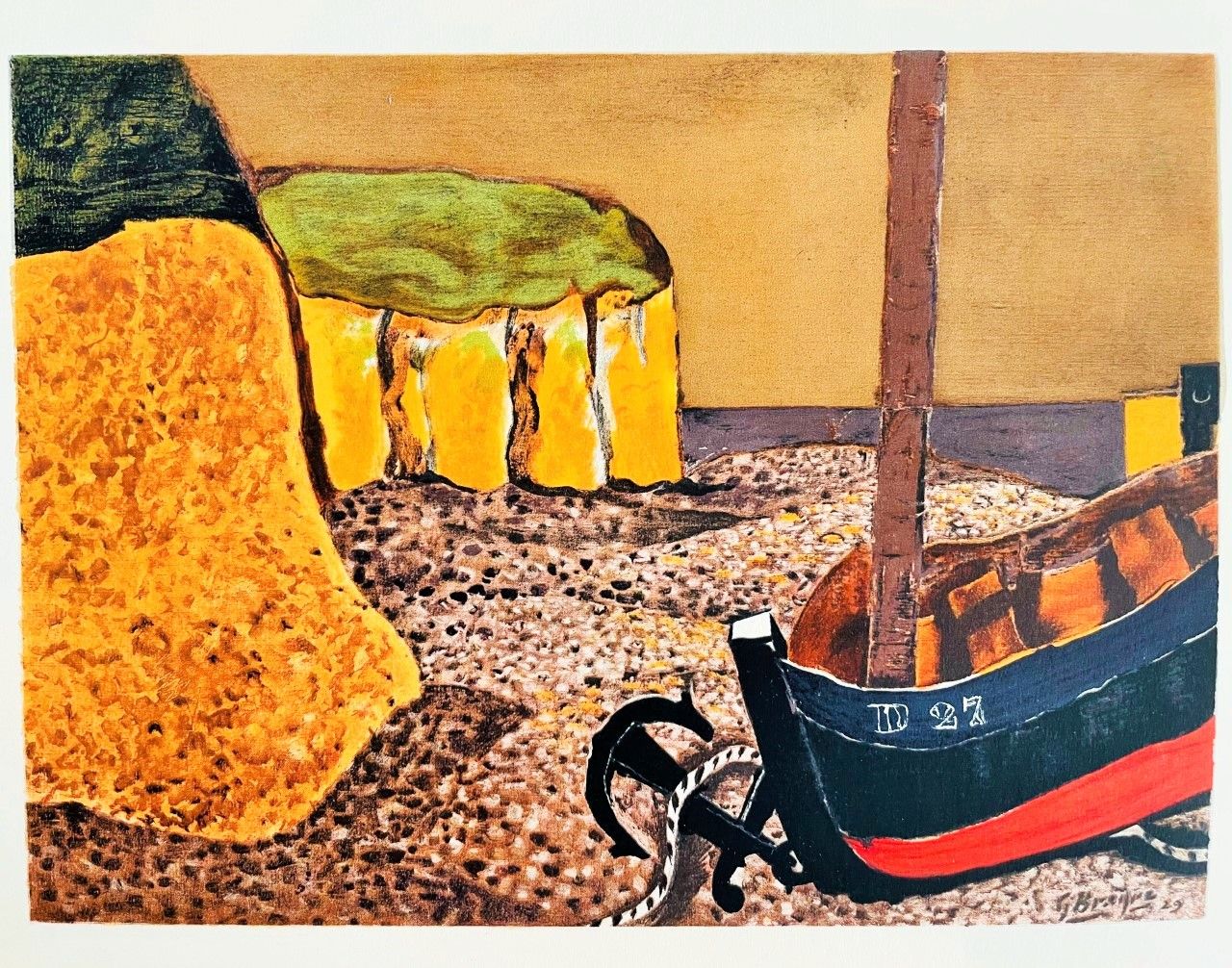 BRAQUE Georges (1882 - 1963) 石板画 "AU BORD DE MER"，右下角的版画上有签名。格式：23x33cm。我们可以通过Co&hellip;