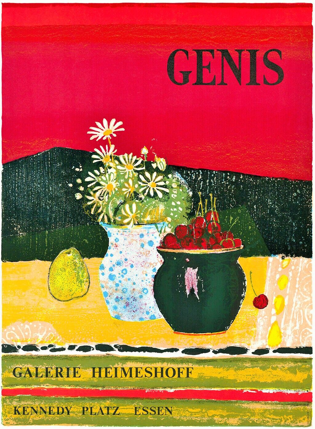 GENIS René (1922-2004) 石版画 "LES CERISES "基于艺术家1970年的作品，为展览出版的彩色石版画海报：海梅霍夫画廊，德国埃森&hellip;