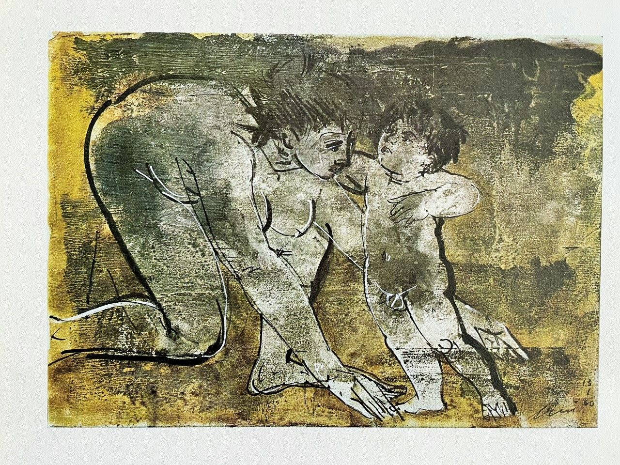 ERNI Hans (1909 - 2015) Serigraphy "MOTHER PLAYING WITH A CHILD" signed in the p&hellip;
