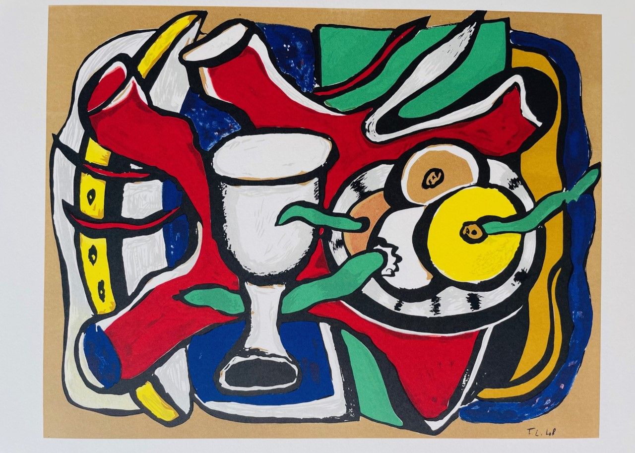 LEGER Fernand ( d'après )(1881 - 1955) Lithography "NATURE MORTE AU VASE BLANC (&hellip;