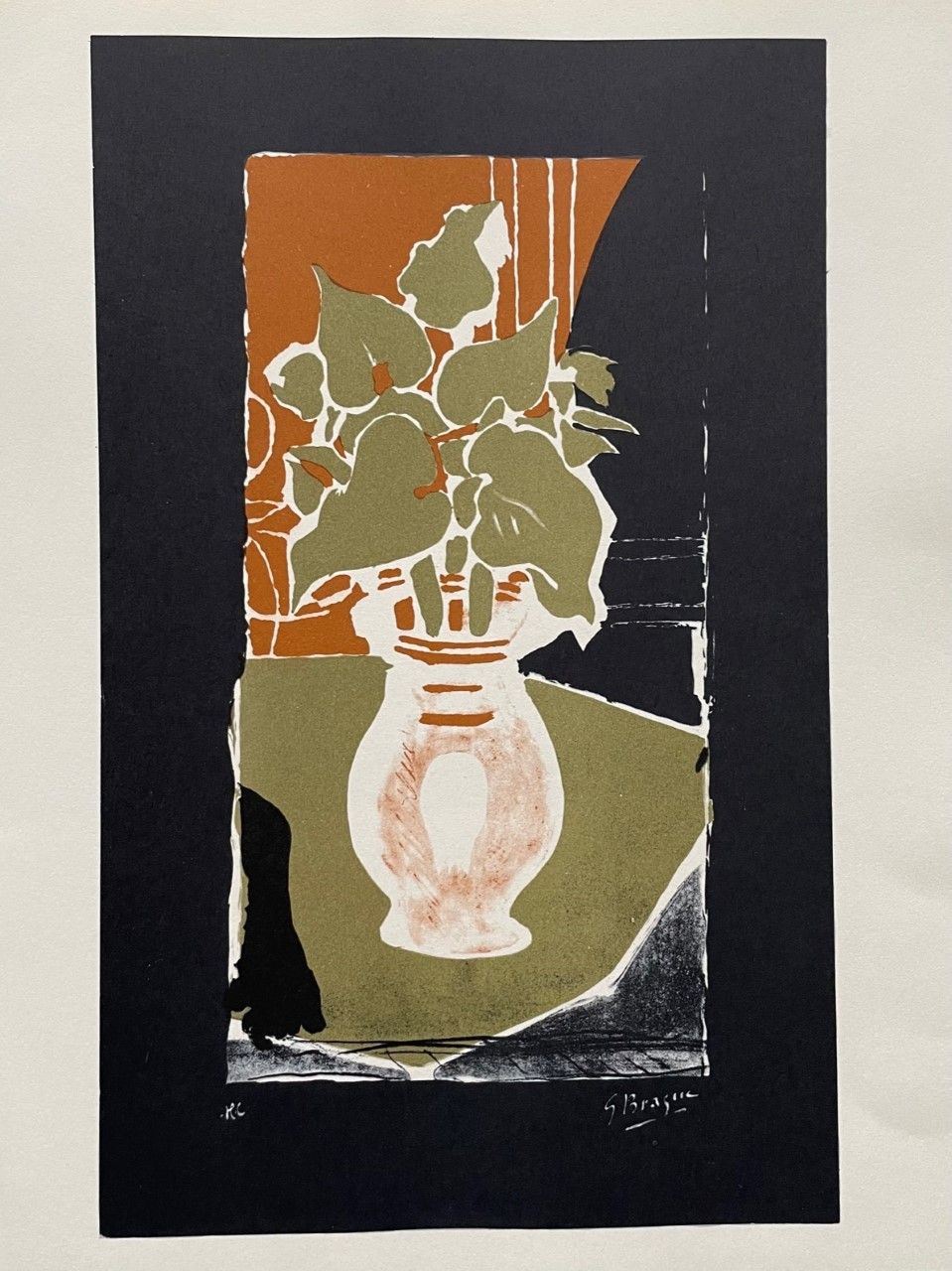 BRAQUE Georges (1882 - 1963) Lithographie "VASE AUX FLEURS "In der Platte unten &hellip;