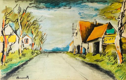 VLAMINCK Maurice de (1876 - 1958) Lithograph "THE ROAD "Signed lower left in the&hellip;