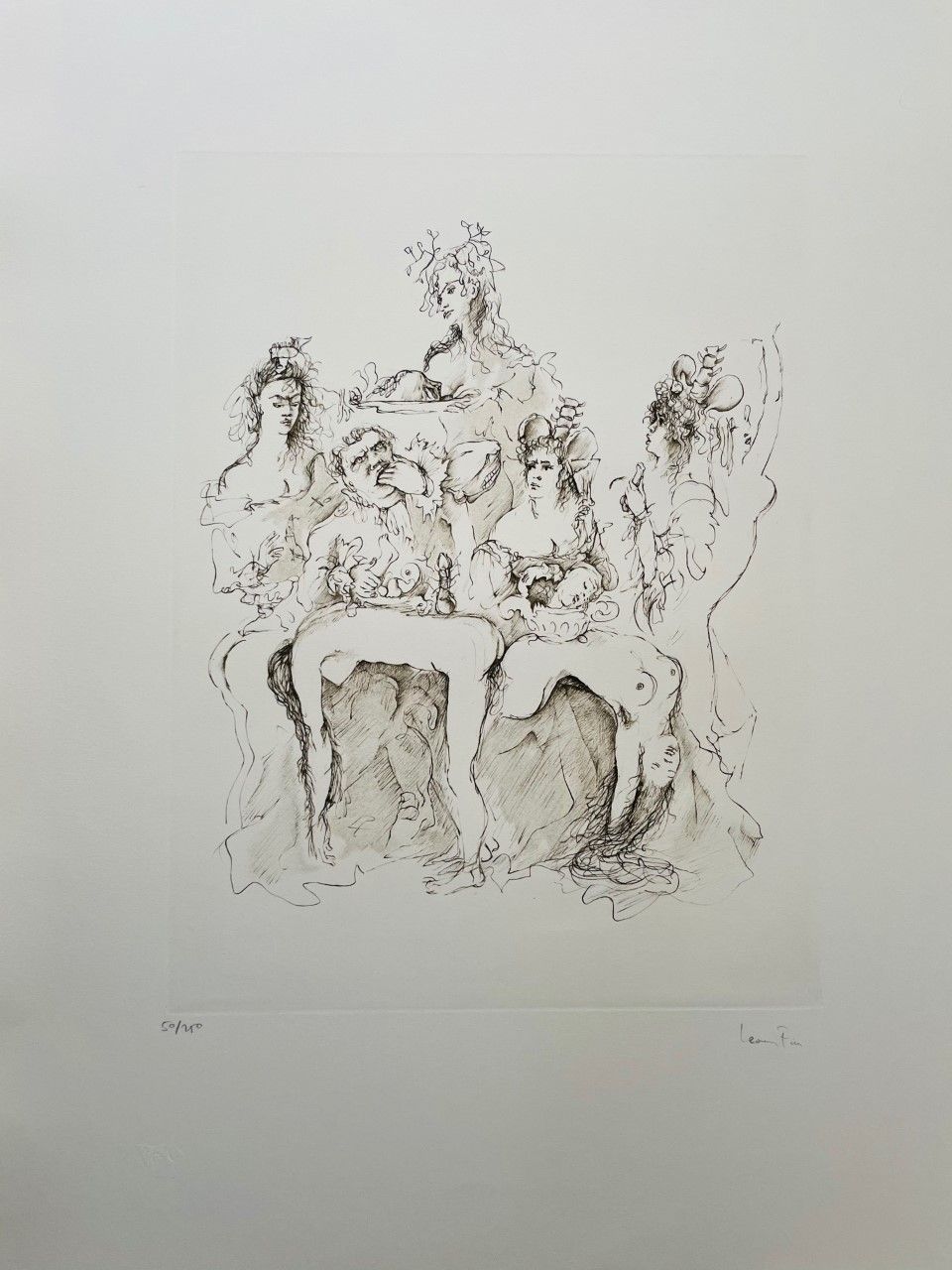 FINI Léonor (1908 - 1996) Engraving "LE DINER "Signed by hand in pencil at the b&hellip;