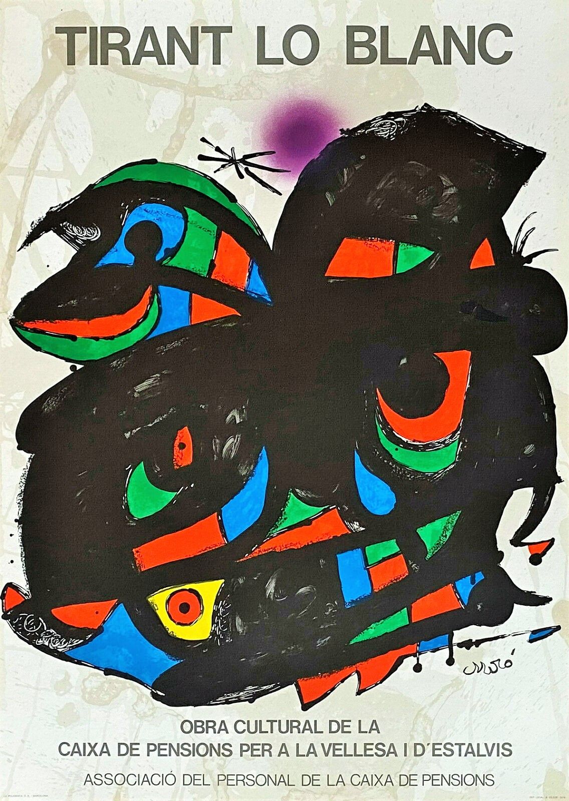 MIRO Joan (d'aprés) (1893 - 1983) 石版画 "PARTIR"，右下角有签名，为Joanot Martorell的戏剧创作的彩色石&hellip;
