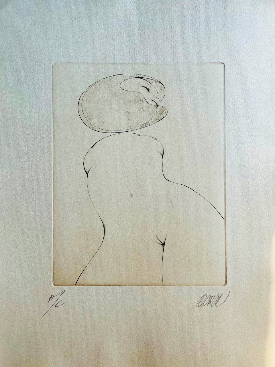 DARAN Gérard (1946 ) 雕刻 "NU"，右下角有铅笔签名，左下角有HC注释。格式：38x28cm我们可以通过Colissimo挂号邮件发送您的&hellip;