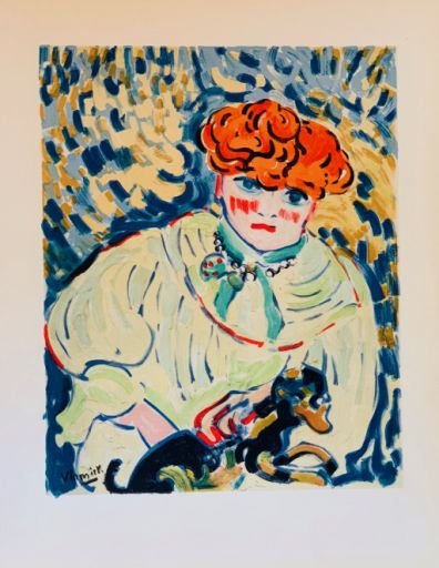 VLAMINCK Maurice de (1876 - 1958) Litografia "DONNA CON CANE (1906)" Firmata in &hellip;