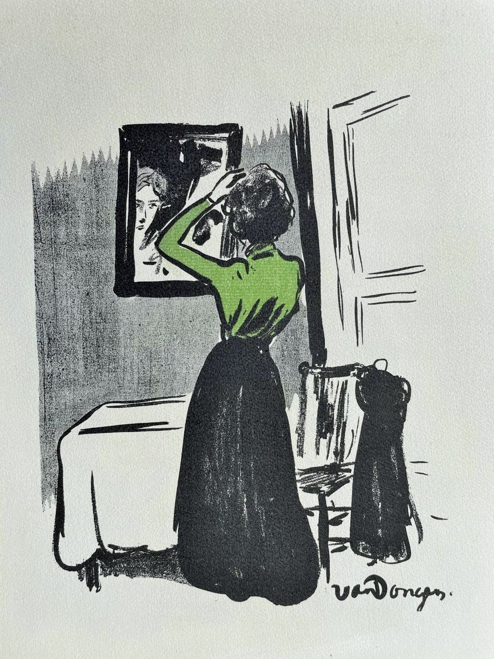 KEES VAN DONGEN (1877 - 1968) Lithographie"DEVANT LE MIROIR"Signée dans la pierr&hellip;