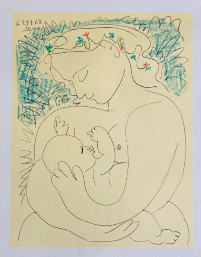 PICASSO Pablo (d'aprés) (1881 - 1973) Lithography "MATERNITY "Lithography in 6 c&hellip;