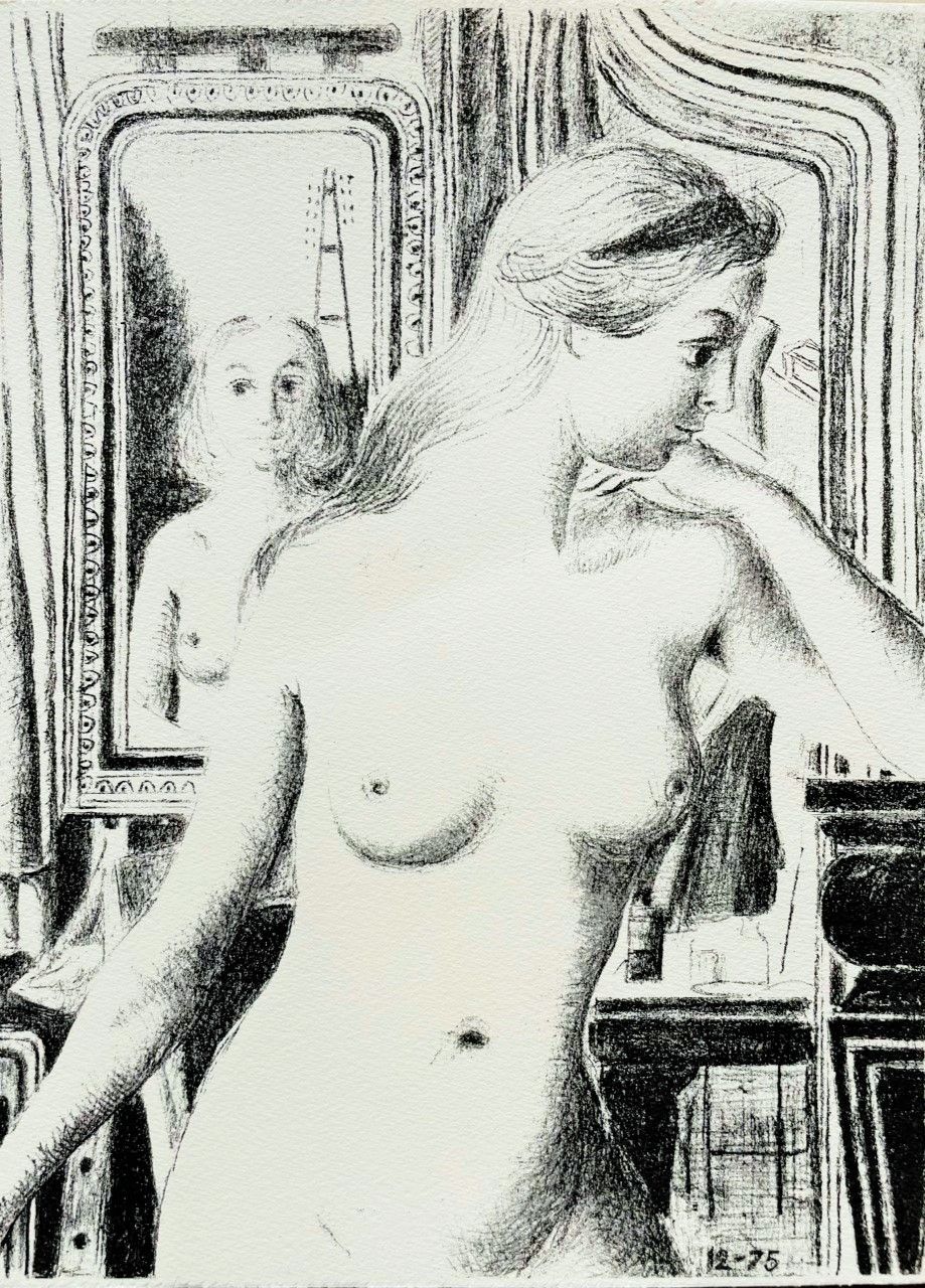 DELVAUX Paul (1897 - 1994) Lithographie"REFLET 12-75"D'après l'œuvre de l'artist&hellip;