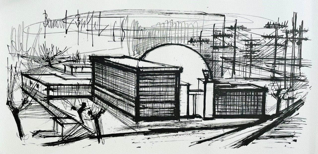 BUFFET Bernard (d’après ) (1928 - 1999) Lithographie"L'ARCHITECTURE"Signée dans &hellip;