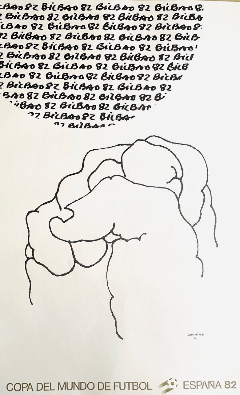 CHILLIDA Eduardo (1924 - ) Lithografie "COPA DEL MUNDO DE FUTBOL - BILBAO 1982 "&hellip;