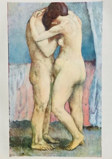 PICASSO Pablo (d'aprés) (1881 - 1973) 模板 "L'ÉTREINTE "根据艺术家的粉彩画（1903年）。从艺术家的豪华对开&hellip;