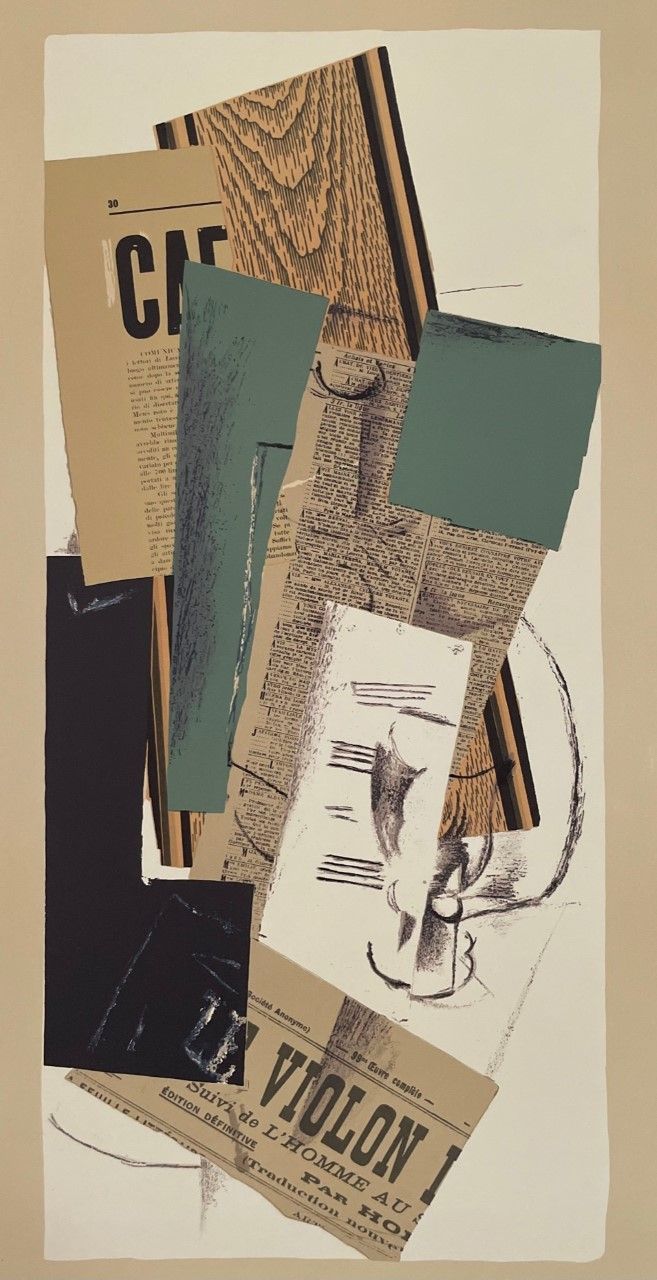 Null BRAQUE Georges (1882 - 1963). Lithographie"COLLAGES"D'après une oeuvre de l&hellip;
