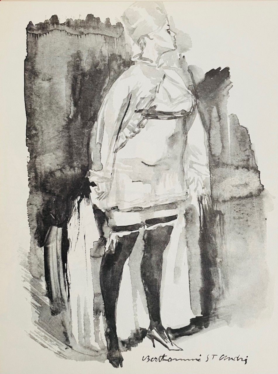 Null BERTHOMME SAINT-ANDRE Louis (1905 - 1977). Lithographie"L'ELEGANTE AU CHAPE&hellip;