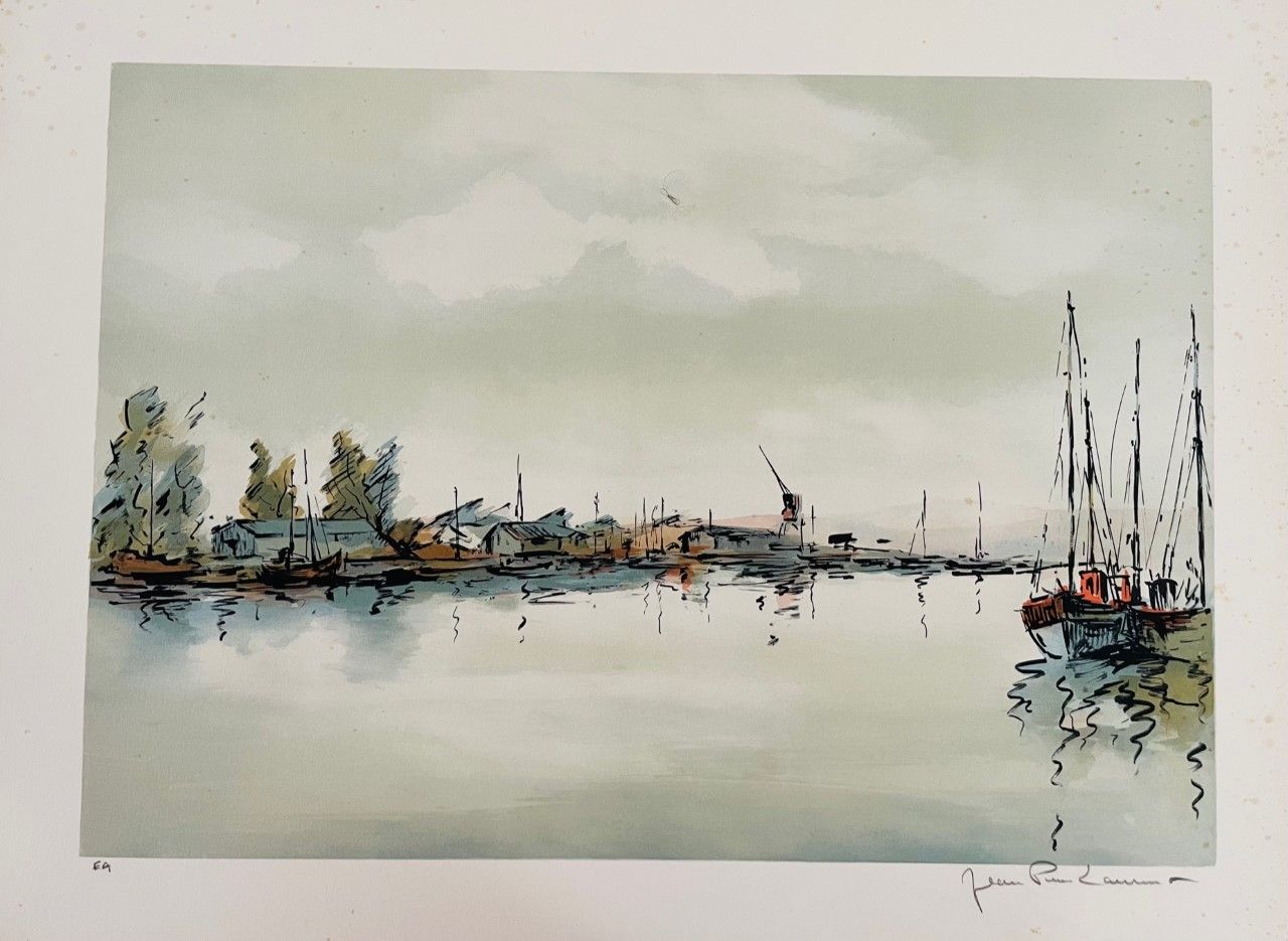 Null LAURENT Jean-Pierre (1920- ). Lithography "LE PORT" artist's proof, signed &hellip;