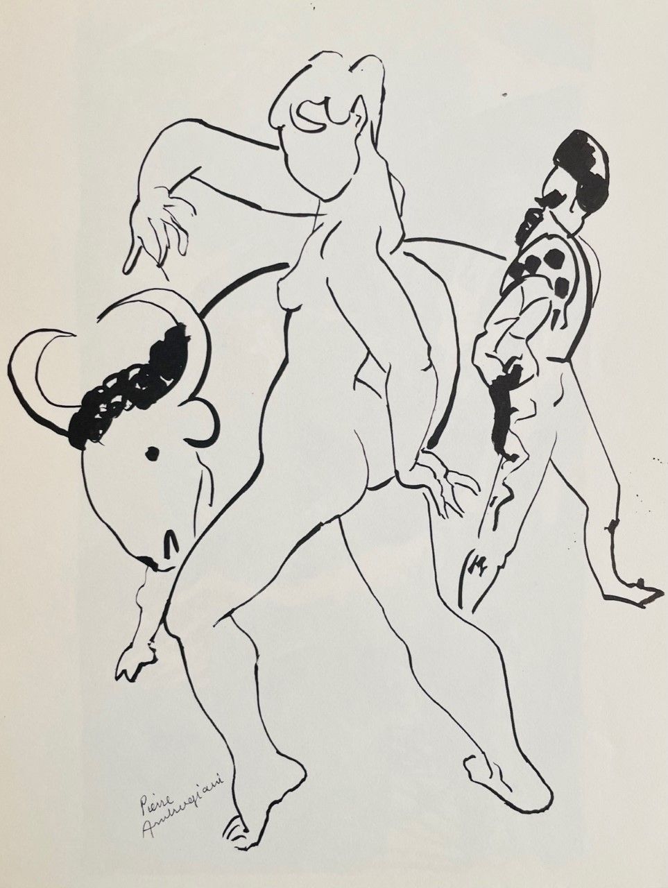 Null AMBROGIANI皮埃尔（1907 - 1985）。 石版画 "LA DANSE "左下角有签名，1963年编辑在海妖纸上，格式：25x22cm。我&hellip;
