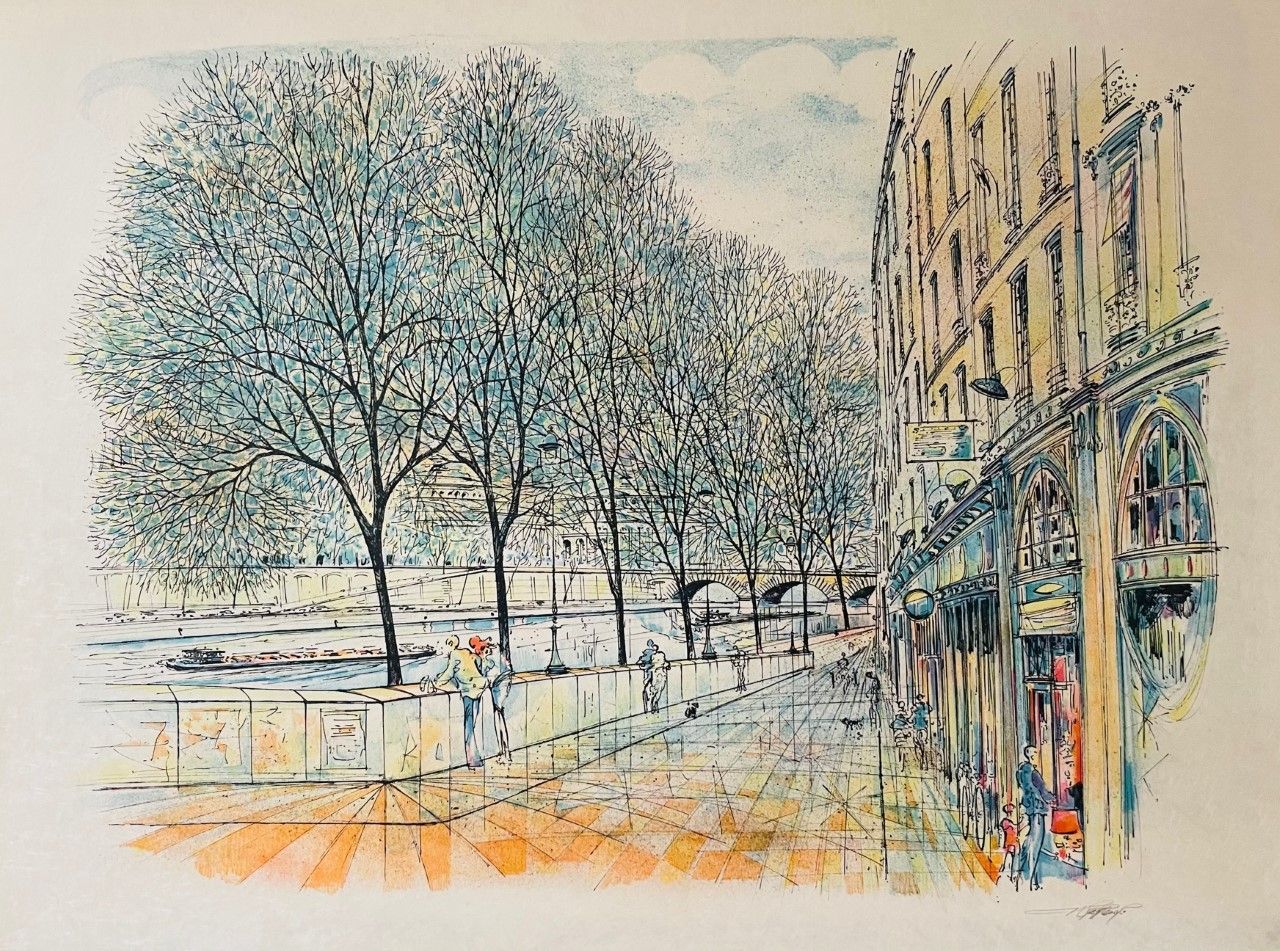 Null RAFFLEWSKI Rolf (1943 - ). Lithographie"ILE SAINT LOUIS"Signée au crayon en&hellip;