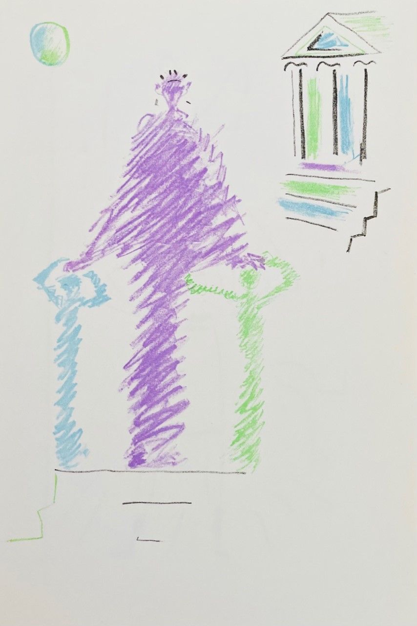 Null 柯克托-让（1889-1963）。 石版画 "A L'ENTREE DU TEMPLE (1957)"，原版石版画，Vergé de Voiron纸，&hellip;