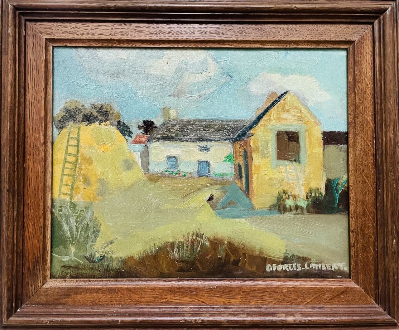 Null 兰伯特-乔治（1919 - 1998）。 布面油画 "SOUS LE SOLEIL DE L'ETE"，右下角有签名。框架尺寸：45x38cm,格式：&hellip;