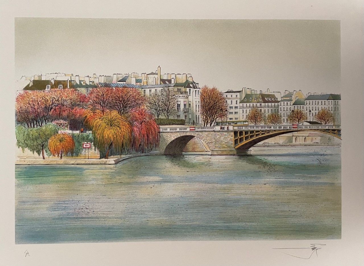 Null 罗尔夫（1943-）。 Lithography "LA SEINE" Artist's proof, signed at the bottom rig&hellip;
