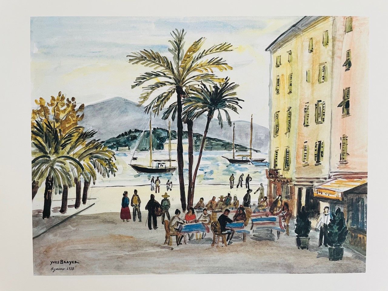 Null BRAYER Yves (1907 - 1990). Lithographie "CAFE AU PORT "Signiert in der Plat&hellip;