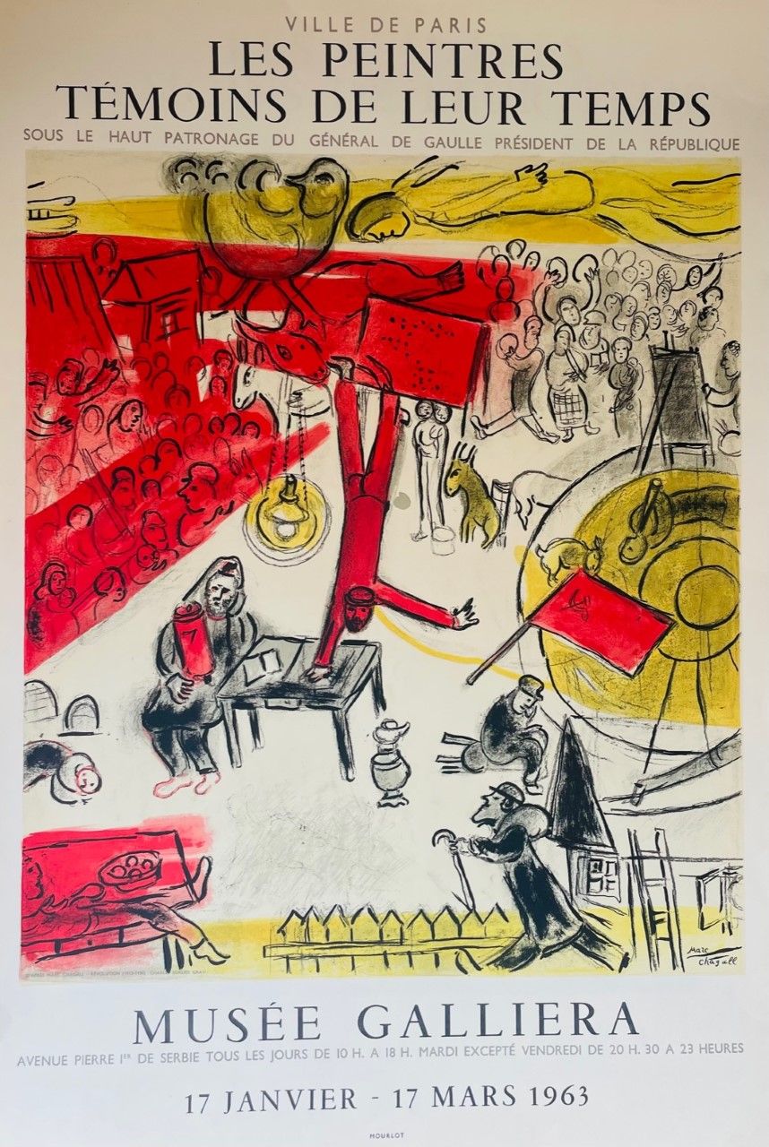 CHAGALL Marc (d'après) (1887 - 1985) Litografia "GALLIÉRA MUSEUM" Firmata in pie&hellip;