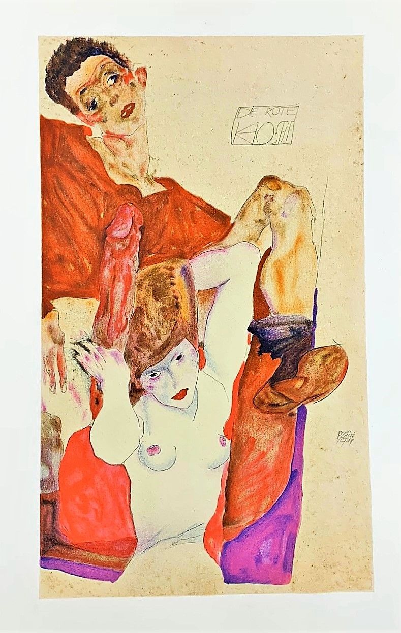 SCHIELE Egon (1890 - 1918) Lithographie"DIE ROTE HOSTIE (1911)"Signée et datée d&hellip;
