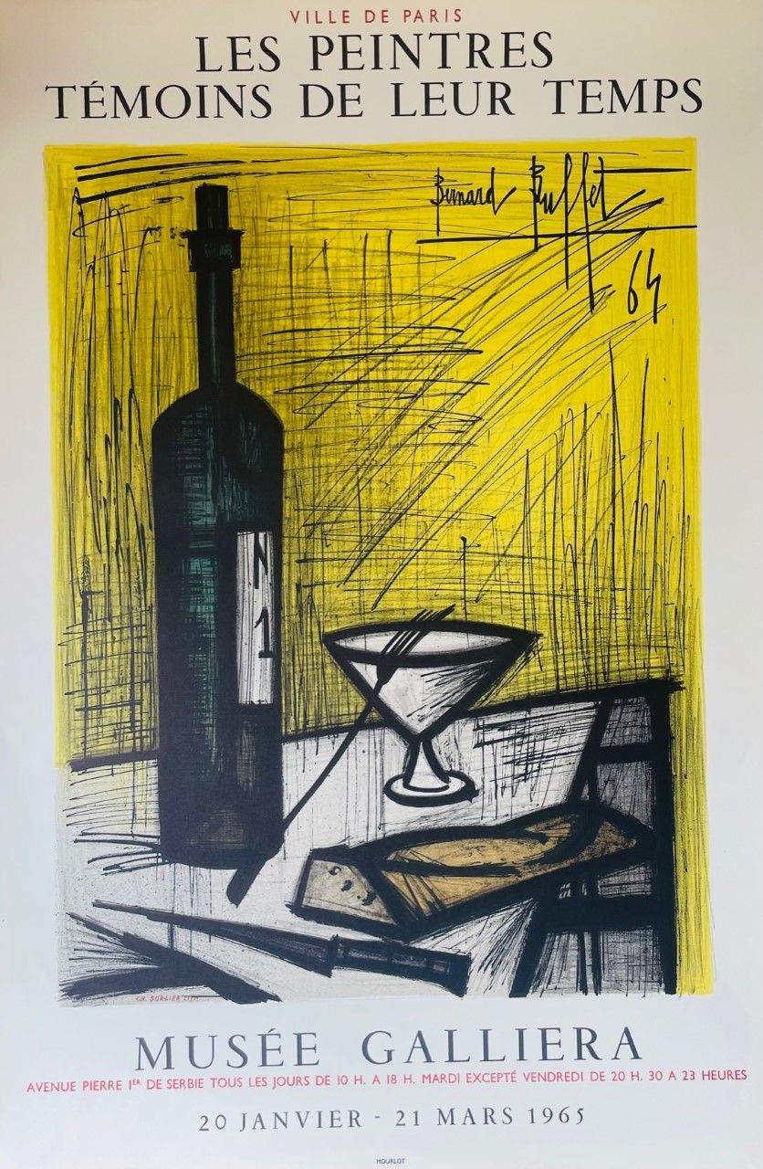 BUFFET Bernard (d’après ) (1928 - 1999) Lithographie "PAIN ET VIN "Im Stein oben&hellip;