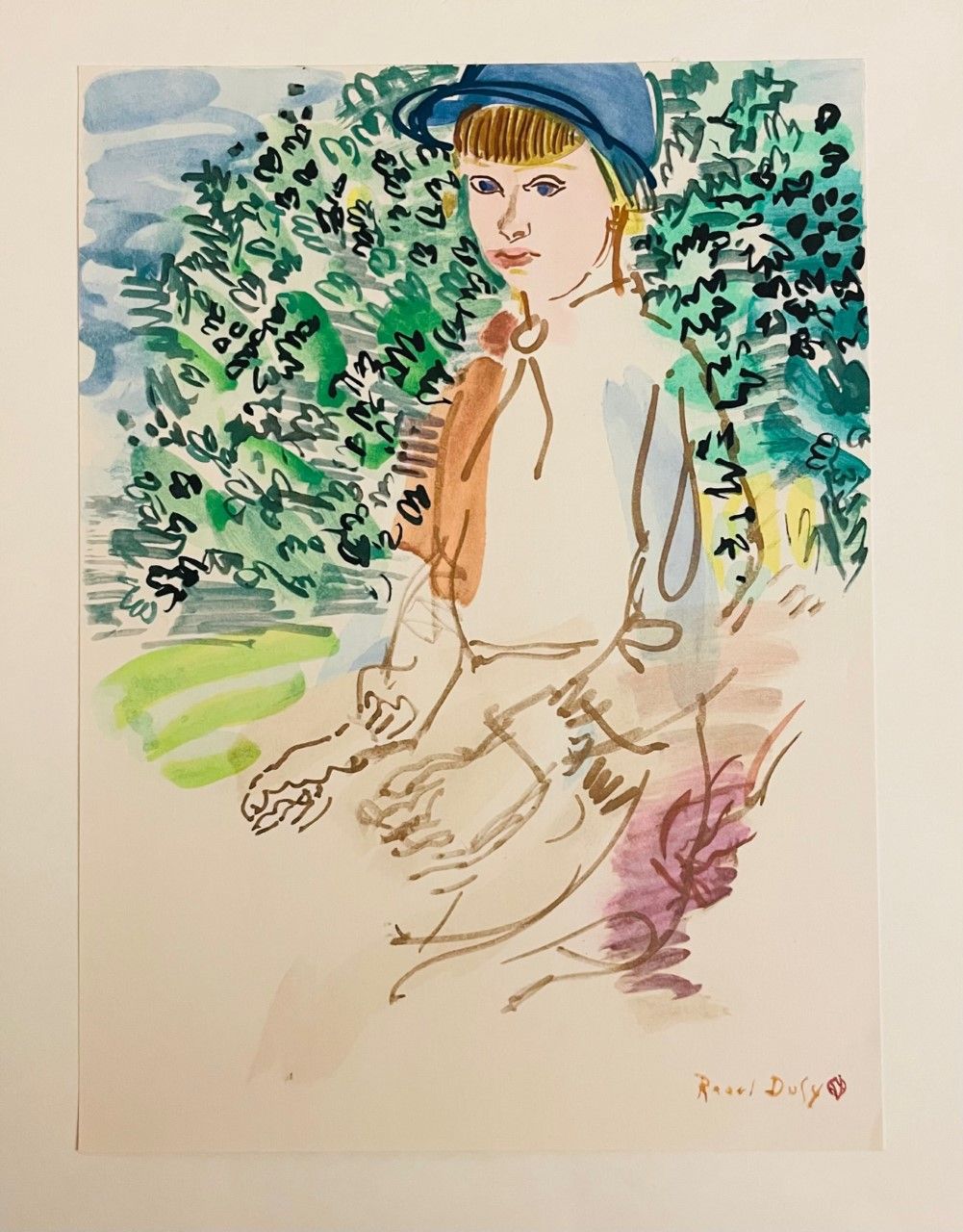 DUFY Raoul (1877-1953) MADEMOISELLE KESSLER的肖像画 "右下方有石头签名。以艺术家的作品为蓝本的色彩模版。1968年由&hellip;