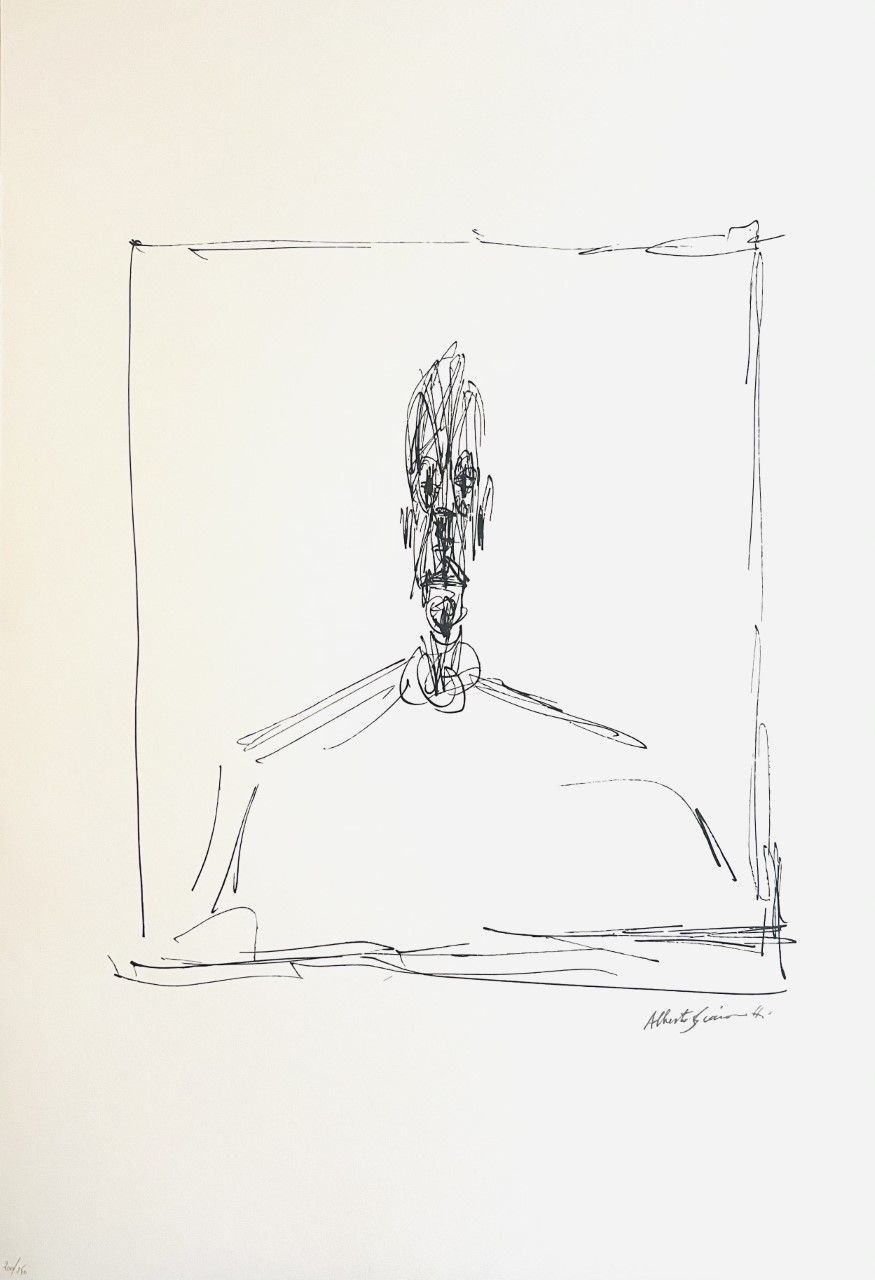 GIACOMETTI Alberto (1901 - 1966) Lithography "HEAD "Signed in the plate in the l&hellip;