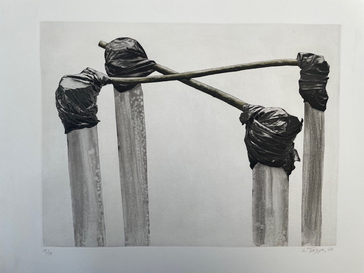 Wolfgang Gäfgen (1936 - ) 雕刻 "无标题"，右下方有铅笔签名，左下方有编号19/50。我们可以通过Colissimo挂号信邮寄您的作品&hellip;