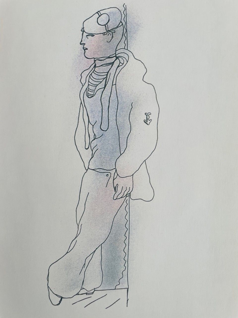 COCTEAU Jean (1889 - 1963) Heliogravure "JEUNE MARIN "来自艺术家的作品，发表于1962年。我们可以通过Co&hellip;