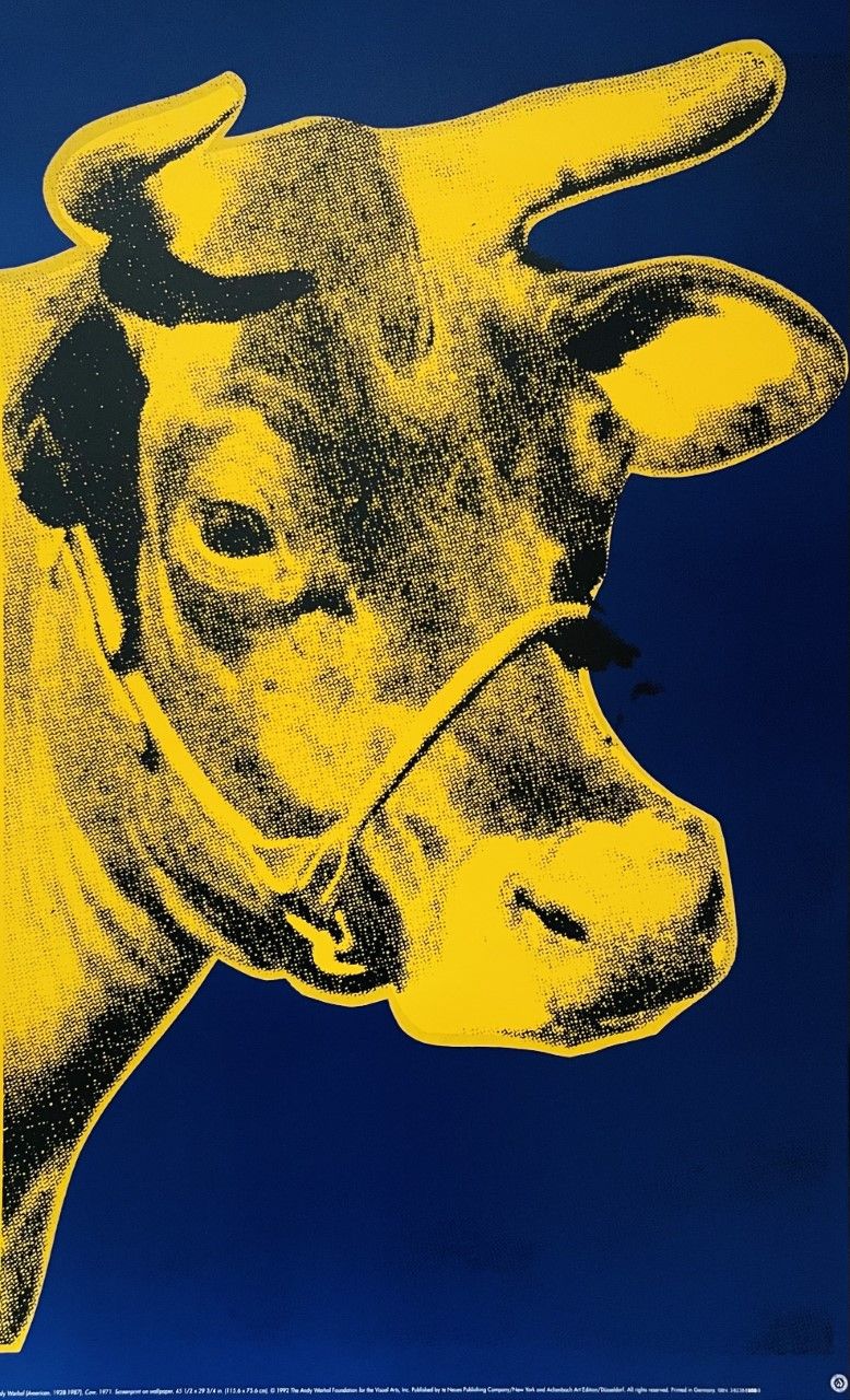 WARHOL Andy (d'après) (1928 - 1987) Silk-screen print "YELLOW CAT ON BLUE BACKGR&hellip;