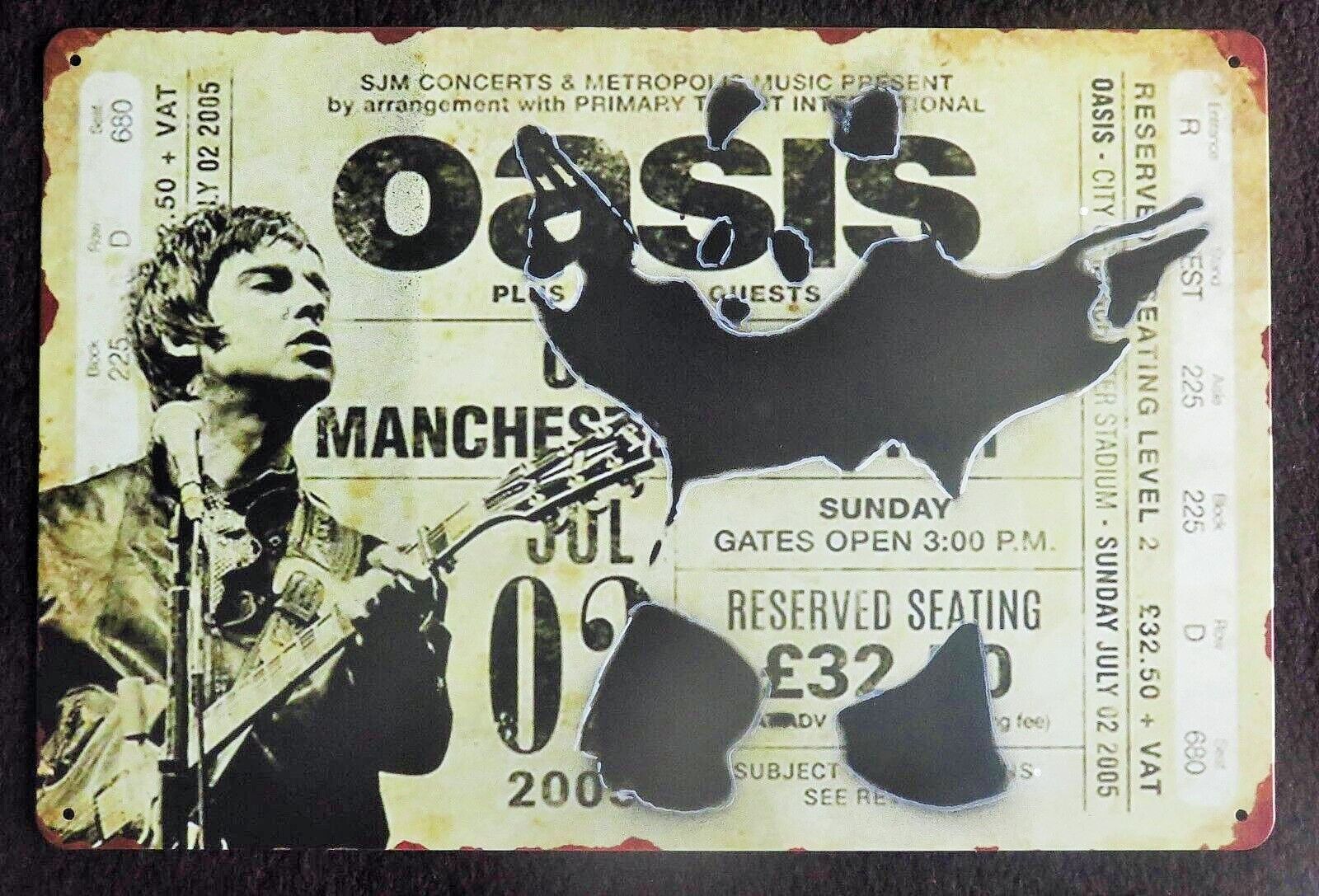 BANKSY (1974 - ) 模板 "PANDA" 模板在一张金属音乐会门票的传真上。背面有艺术家的印章。20 x 30厘米。